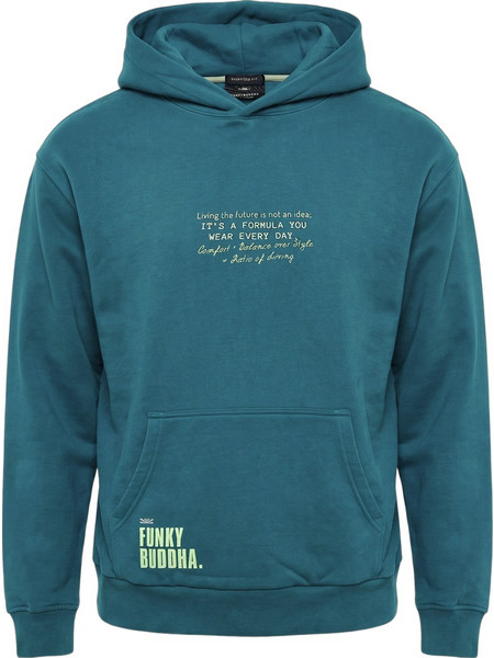 Funky Buddha Ανδρικό Φούτερ με Κουκούλα & Τσέπες Πετρόλ FBM014-037-06