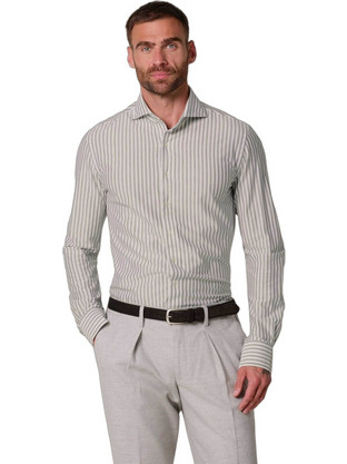 Profuomo Ανδρικό Πουκάμισο Ριγέ Slim Fit Μωβ PPXH30024F