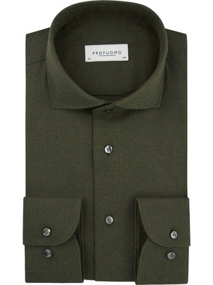 Profuomo Ανδρικό Πουκάμισο Brushed Twill Slim Fit Πράσινο Σκούρο PPXH30009E