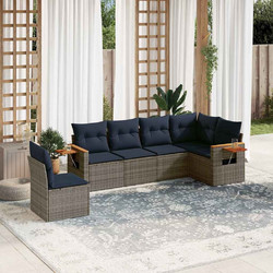 vidaXL Πενταθέσιος Καναπές Εξωτερικού Χώρου Rattan Εκρού Μπλε 62x62x69cm 6τμχ 3039645
