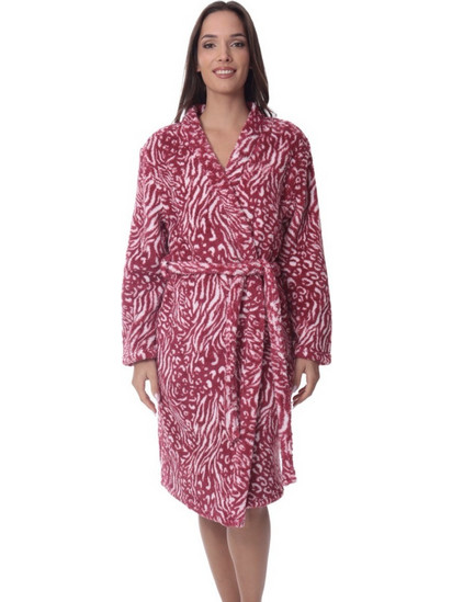 Lydia Creations Γυναικεία Ρόμπα Χειμωνιάτικη Fleece Φούξια 25596-001