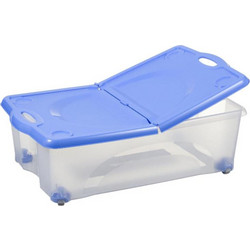 BAMA ITALY Κουτί Αποθήκευσης 59x39x18cm 27lt με Περιστρεφόμενες Ρόδες 360o Πλαστικό Διάφανο-Μπλε CONTENITORE ROTOBOX