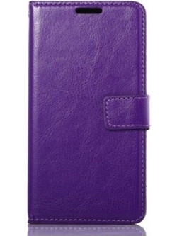 Δερμάτινη θήκη αναδιπλούμενη μωβ για Huawei Y6 2018 (OEM)