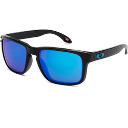 Oakley OO9102 F5 Ανδρικά Γυαλιά Ηλίου Τετράγωνα Κοκάλινα Μαύρα με Μπλε Καθρέπτη Φακό