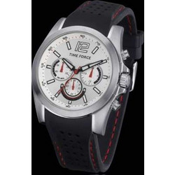 Time Force Chrono Ανδρικό Ρολόι Χρονογράφος με Μαύρο Δερμάτινο Λουράκι TF3306M02