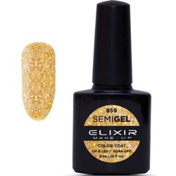 Elixir Semigel 859 Sungold Glitter Ημιμόνιμο Βερνίκι Νυχιών 8ml