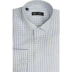 Versace 19V69 Napoli 11.25 Ανδρικό Πουκάμισο Βαμβακερό Καρό Μακρυμάνικο Κανονική Γραμμή Λευκό