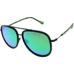 Enzo S30013 C62 Ανδρικά Γυαλιά Ηλίου Aviator Κοκάλινα Μεταλλικά Μαύρα με Πράσινο Καθρέπτη Φακό