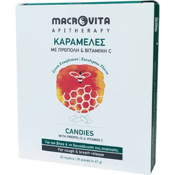 Macrovita Βιταμίνη C Καραμέλες για Ερεθισμένο Λαιμό Ευκάλυπτος Πρόπολη & Βότανα 47gr