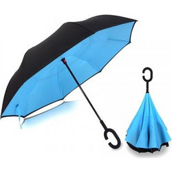 Ομπρέλα Kazbrella αντίστροφης δίπλωσης, λαβή σχήματος C, με θήκη, μπλε OEM PB23-022-BL