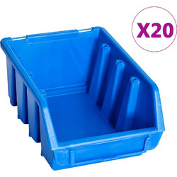 vidaXL Κουτιά Αποθήκευσης Στοιβαζόμενα 20 Τεμ. Μπλε από Πλαστικό 146284