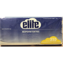 Elite Xαρτοπετσέτες Ζικ Ζακ Λευκές 200φύλλα 1ply 220gr