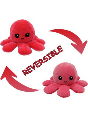 Χταπόδι διπλής όψης λούτρινο emotional reversible octopus plush 20 εκ - 5238 - Ροζ σκούρο / Ροζ ανοιχτό