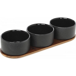 Σετ 3 μπολ στρογγυλά Αcacia 39.5x13cm σε Ξύλινη Βάση