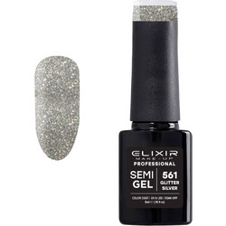 Elixir Semigel 561 Silver Glitter Ημιμόνιμο Βερνίκι Νυχιών 5ml
