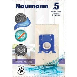 Naumann Type S Σακούλες Σκούπας 5τμχ Συμβατές με Σκούπα AEG / Philips
