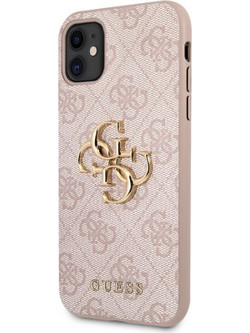 Guess PU 4G Big Metal Logo Back Cover Pink (iPhone 11)