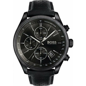 Hugo Boss Grand Prix Ανδρικό Ρολόι Χρονογράφος με Μαύρο Δερμάτινο Λουράκι 1513474 Hugo Boss Grand Prix Ανδρικό Ρολόι Χρονογράφος με Μαύρο Δερμάτινο Λουράκι 1513474