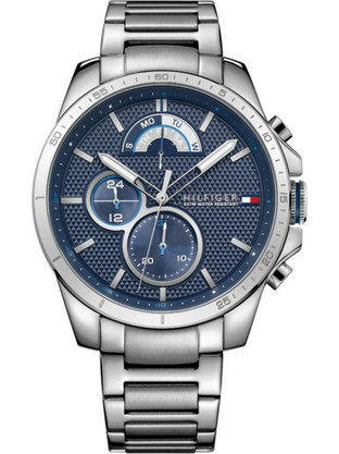 Tommy Hilfiger Decker Ανδρικό Ρολόι Χρονογράφος με Ασημί Μεταλλικό Μπρασελέ 1791348