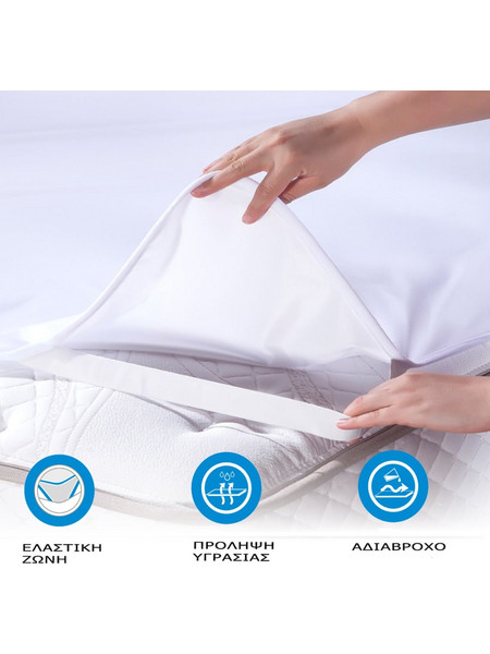 Κάλυμμα Στρώματος King Size Αδιάβροχο (180x200) Dimcol 4 Λάστιχα White
