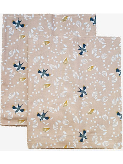 Tiny Toes Σετ Βρεφικά Σεντόνια Λίκνου Βαμβακερά 70x100 Swallows Nude