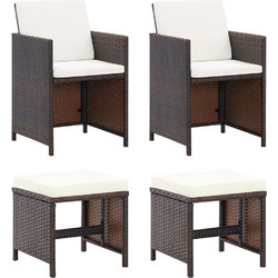 vidaXL Σετ Τραπεζαρία Κήπου Rattan 4τμχ Καφέ 316780