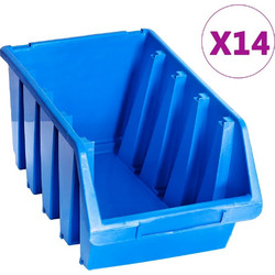 Κουτιά Αποθήκευσης Στοιβαζόμενα 14 Τεμ. Μπλε από Πλαστικό - Μπλε - 204 x 340 x 155 mm