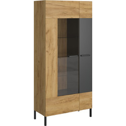 Βιτρίνα Santes Χρυσό Δρυς-Γραφίτης 90x42x134.50cm