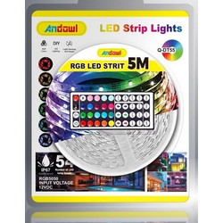 Αδιάβροχη Ταινία LED RGB 5m με Τροφοδοτικό και Τηλεχειριστήριο SMD5050 12V Q-DT55 Andowl