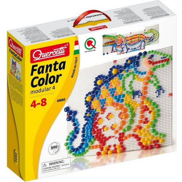 Quercetti Fantacolor Junior Eco – 48 Boutons, 8 Modèles, Tableau Transparent – Jeu Créatif Dès 2 Ans