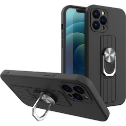 Ring Case silicone case with finger grip and stand for iPhone 13 mini black