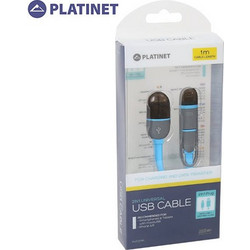 PLATINET USB UNIVERSAL CABLE 2 IN 1 MICRO USB & LIGHTNING PLUGS BLUE RETAIL PACK