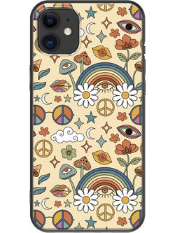Θήκη Hippie Rainbow iPhone 11 Black TPU (Μαύρη Σιλικόνη)
