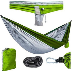 Αιώρα διπλή για τον Κήπο και το Camping σε πράσινο χρώμα 260x140 cm, Hammock stripes - Aria Trade