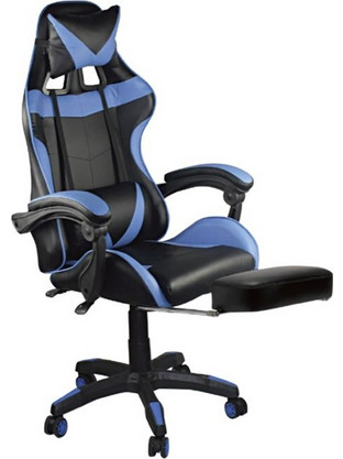 Woodwell BF7860 Καρέκλα Gaming Δερματίνης με Υποπόδιο Μαύρη Μπλε ΕΟ581,2