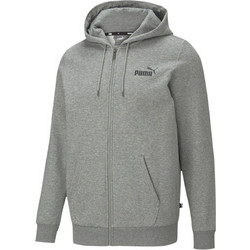 Puma Essentials Logo Ανδρική Ζακέτα Φούτερ με Κουκούλα και Φερμουάρ Γκρι 586702-03
