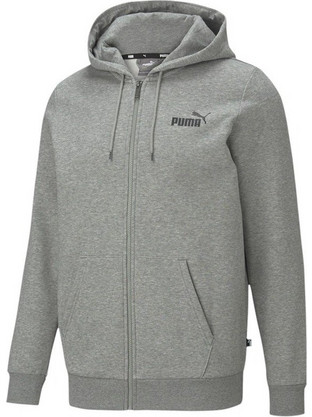 Puma Essentials Logo Ανδρική Ζακέτα Φούτερ με Κουκούλα και Φερμουάρ Γκρι 586702-03