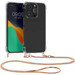 KWmobile TPU Back Cover με Ιμάντα Λαιμού Transparent / Rose Gold (iPhone 14 Pro)