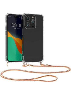 KWmobile TPU Back Cover με Ιμάντα Λαιμού Transparent / Rose Gold (iPhone 14 Pro)