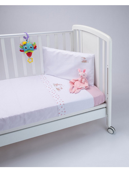 Prenatal Deers Σετ Βρεφικά Σεντόνια Κούνιας 120x180 White/Pink
