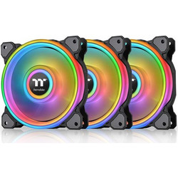 Thermaltake Riing Quad 12 Radiator Fan TT Premium Edition Case Fan 120mm RGB με Σύνδεση 9-Pin (USB 2.0) 3τμχ Black