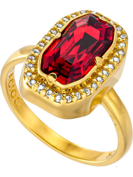 Δαχτυλίδι Anastasios Creations χρυσό ασήμι 925 με κόκκινο swarovski scarlet 12x6mm No.55 FD817