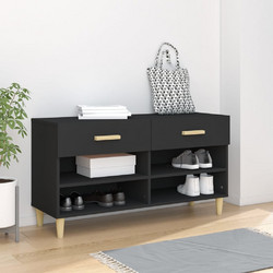 vidaXL Παπουτσοθήκη Ξύλινη Μαύρη Μ102xΠ35xΥ55cm 812817
