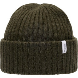 Merino Wool Beanie Selected Χακί