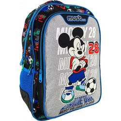Must Disney Micke Mouse Game Day Σχολική Τσάντα Πλάτης Δημοτικού Μαύρη Γκρι 000562933
