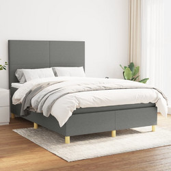 vidaXL Κρεβάτι Boxspring Υφασμάτινο με Στρώμα Σκούρο Γκρι 140x190cm 3142170