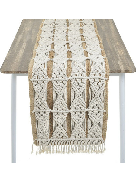 INART ΤΡΑΒΕΡΣΑ ΨΑΘΙΝΗ/ΜΑΚΡΑΜΕ ΕΚΡΟΥ/NATURAL 40Χ175, - 175cm x 1cm x 40cm