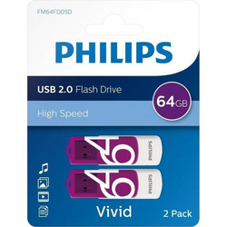 Philips Vivid Edition 64GB USB Stick 2.0 2-Pack με USB-A