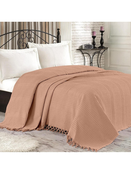 Κουβέρτα με Κρόσια Safari Eng.Rose DLino 220x240εκ