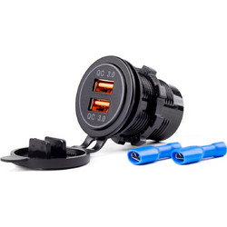 ΠΡΙΖΑ ΜΕ 2 ΘΥΡΕΣ USB 12/24V 3.0A Φ37mmX51mm QUICK CHARGE MOD-05